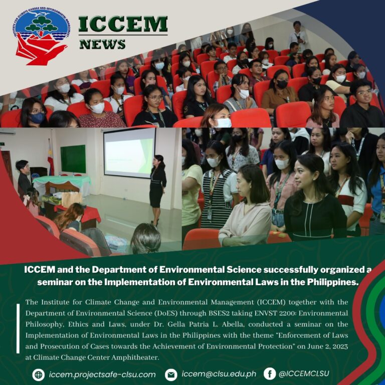 ICCEM, DoEs organize seminar on the Implementation of Environmental Laws in the Philippines.