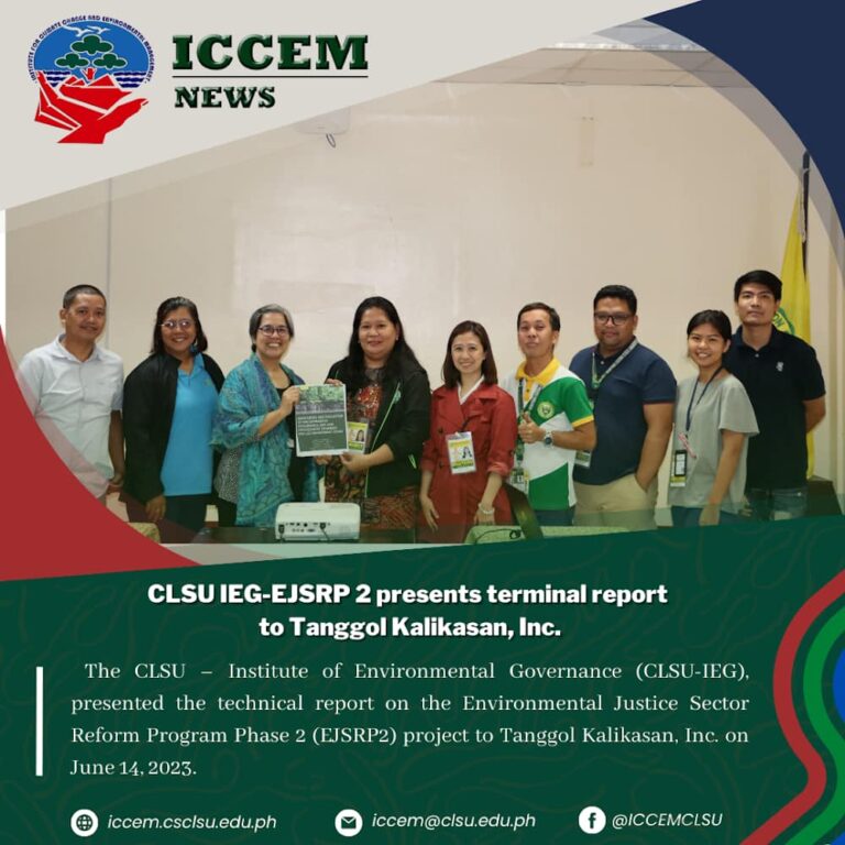 CLSU IEG-EJSRP 2 presents terminal report to Tanggol Kalikasan, Inc.