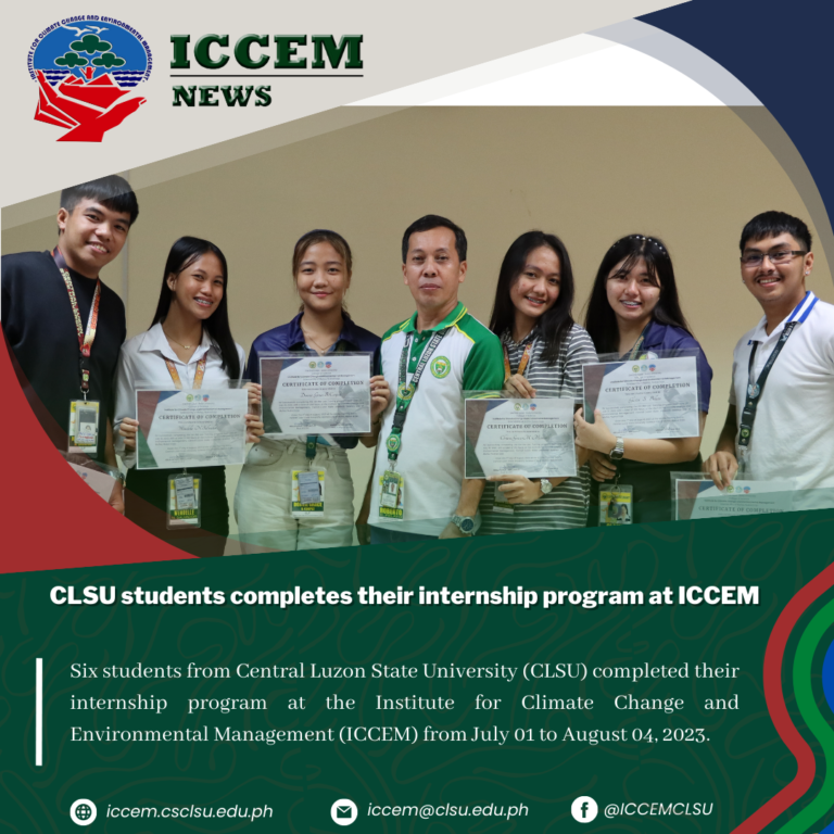 CLSU students successfully completes their internship program at ICCEM